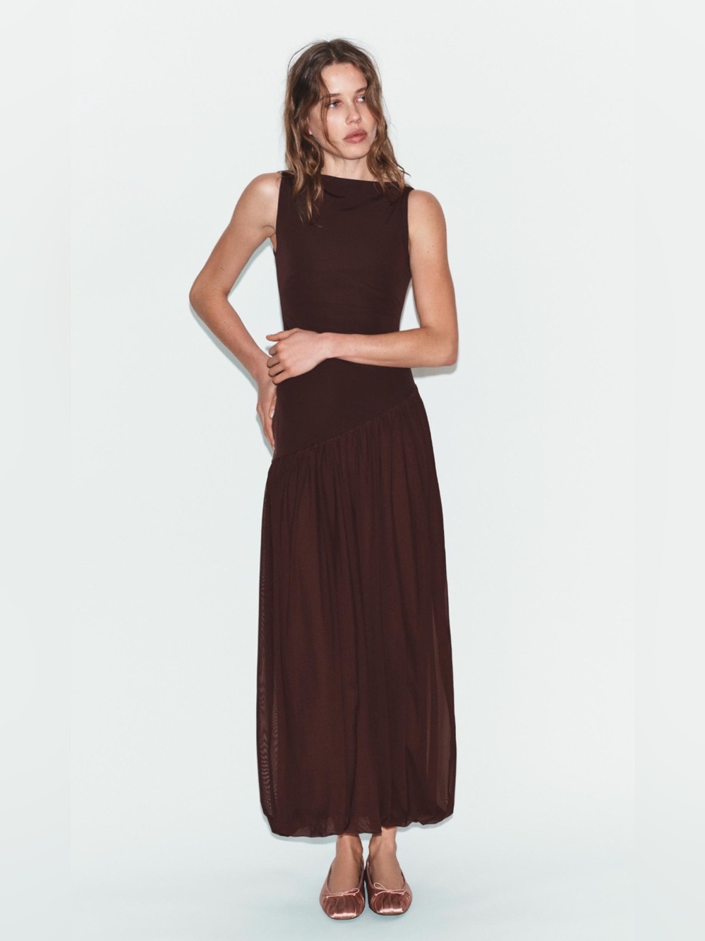 ZARA Brown Maxi Dress - Small
